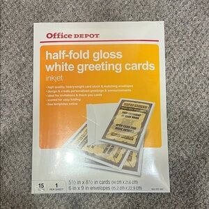 Office Depot White Half-Fold Gloss Greeting Cards
